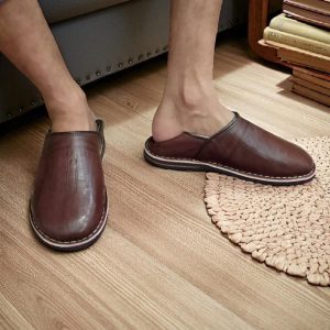 Rich Dark Brown Moroccan Leather Babouche Handmade Traditional