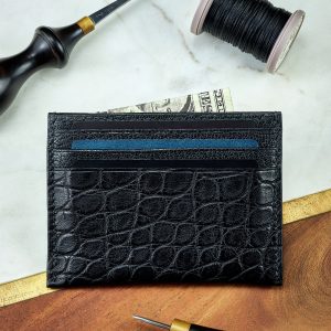 Black Alligator Card Holder Leather Wallet For 6